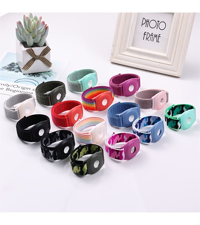 Blue Camouflage Nylon Anti Lost Bracelet For Apple Airtag Tracking Locator 6 7 Inch Protective Cover Band Strap - Image 3