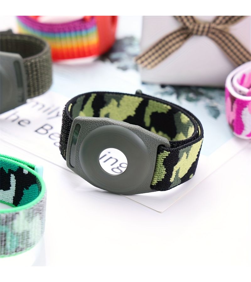 Blue Camouflage Nylon Anti Lost Bracelet For Apple Airtag Tracking Locator 6 7 Inch Protective Cover Band Strap - Image 2