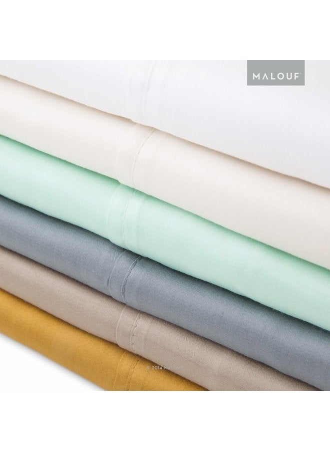 MALOUF Soft and Eco Friendly Tencel Pillowcase-and-Sheet-Sets, King, Ecru - Image 4