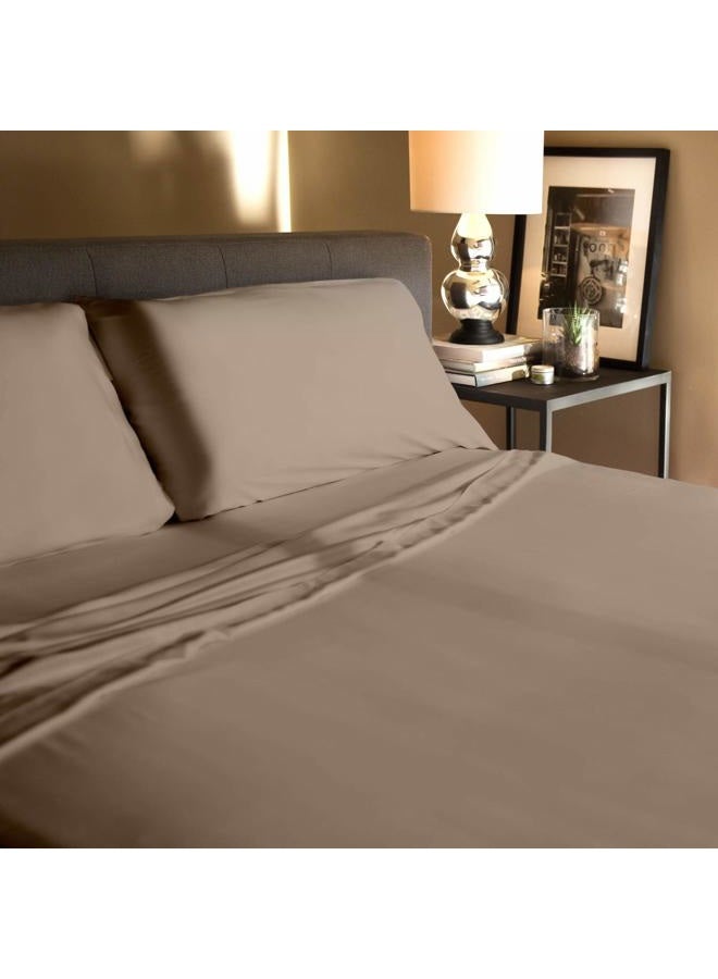 MALOUF Soft and Eco Friendly Tencel Pillowcase-and-Sheet-Sets, King, Ecru - Image 2