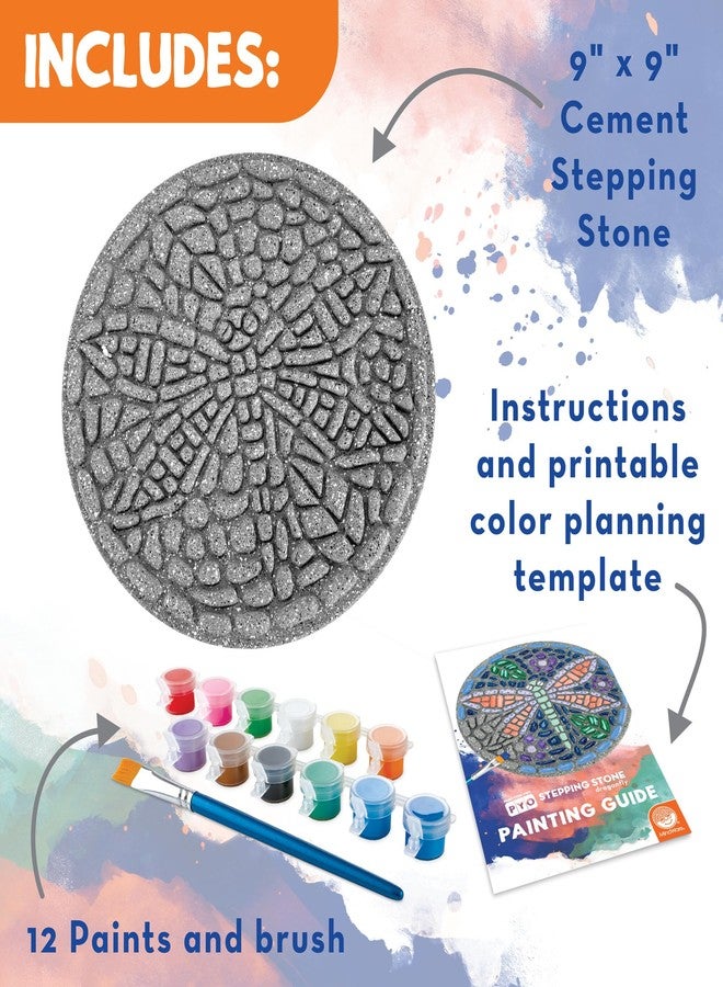 MindWare Paint Your Own Stepping Stone: Dragonfly - Paint Your Own Stepping Stones for Kids Craft Kit Includes Paint, Brushes and Instructions - Image 2