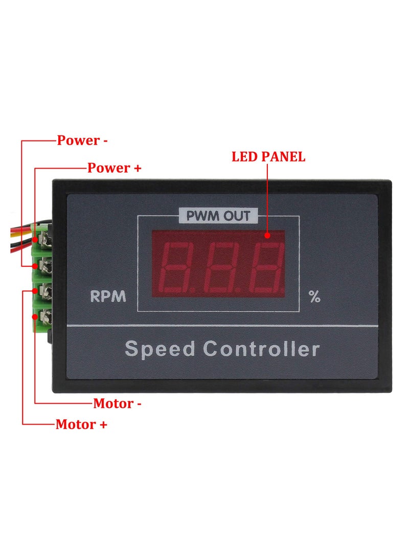 Generic - PWM DC Motor Speed Controller 6-60V, 30A with Digital Display, Stepless Speed Regulation, Start/Stop Switch for 6V, 9V, 12V, 18V, 24V, 36V, 48V Motors. - Image 1
