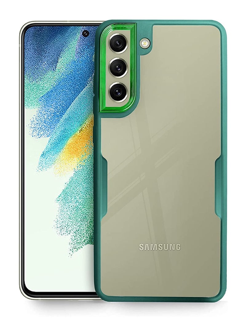 Wtech Silicone Transparent Hybrid Case Cover For Samsung Galaxy S21 FE 5G Dark Green - Image 1