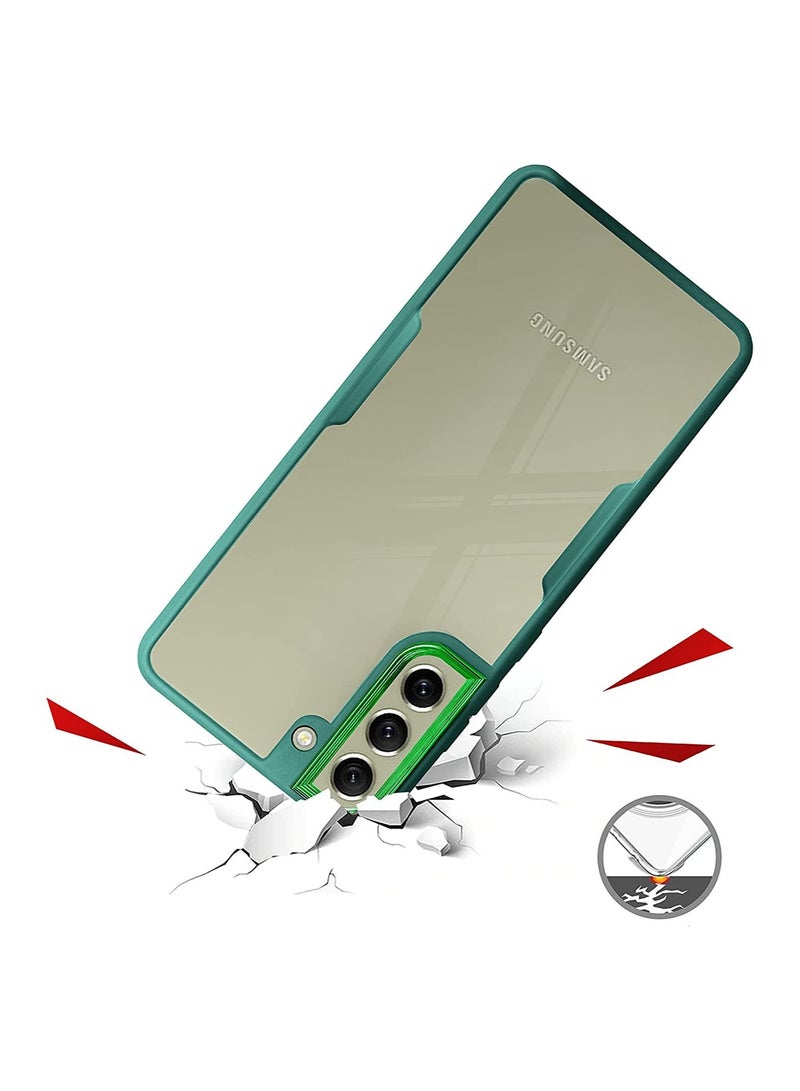 Wtech Silicone Transparent Hybrid Case Cover For Samsung Galaxy S21 FE 5G Dark Green - Image 4