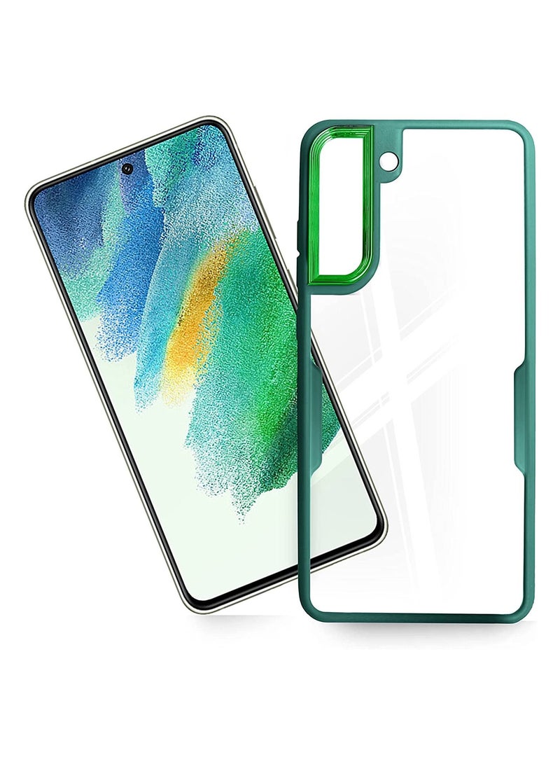 Wtech Silicone Transparent Hybrid Case Cover For Samsung Galaxy S21 FE 5G Dark Green - Image 2