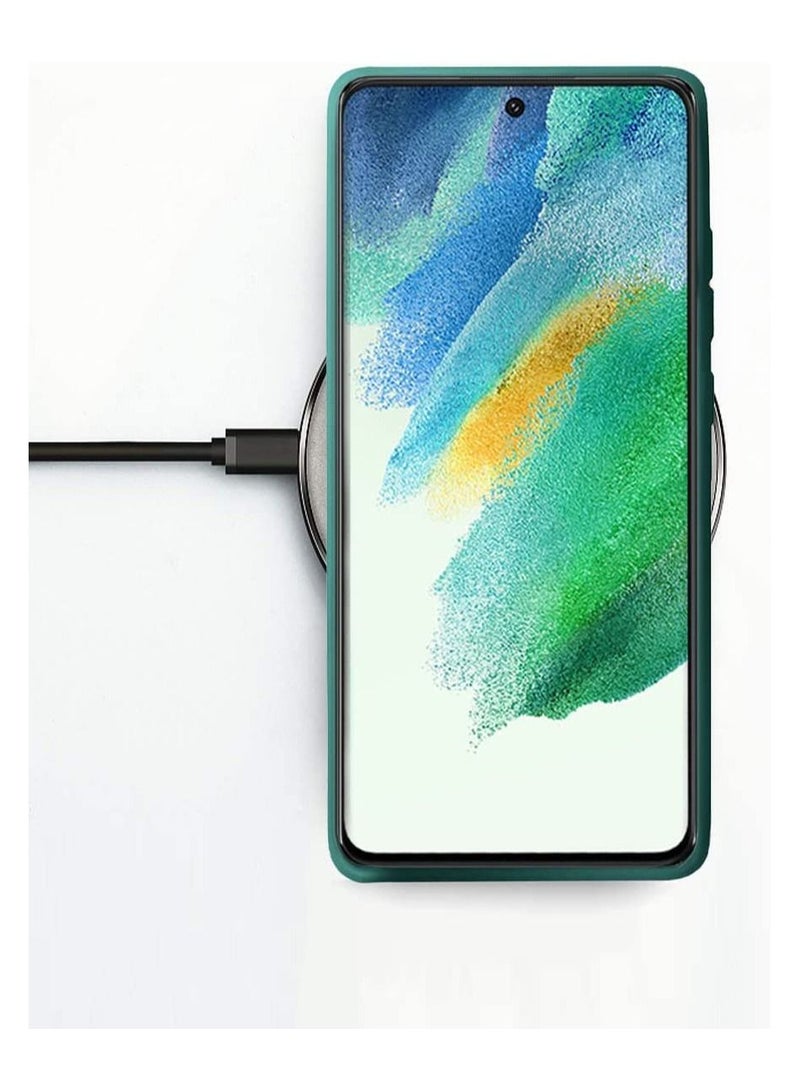 Wtech Silicone Transparent Hybrid Case Cover For Samsung Galaxy S21 FE 5G Dark Green - Image 5