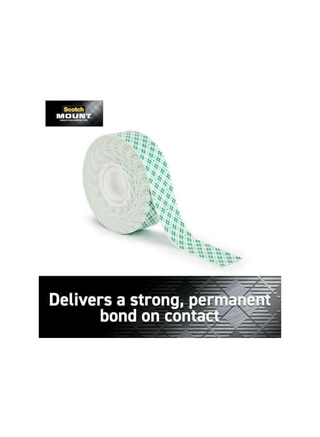 Scotch  Scotch Mount Indoor Tape 1 in x 125 in (25.4mm x 1.17m), 1 roll/pack | Holds 6.8 kg using 1.14 m | White color | Multi-Surface | Easy to use | No Tools | Double Sided Adhesive Tape  - Image 2