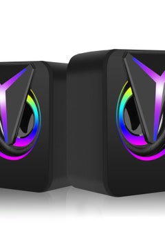 واي آند دي Computer Speakers for Desktop, Mini Stereo 2.0 RGB Gaming Speaker, USB Powered Multimedia PC Speaker with Volume Control, LED Lights, 3.5mm Aux-in Laptop Projector Tablet Cellphone  - Image 1