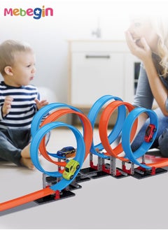 Generic 99 PCS Building Blocks for Racing Cars, Race Tracks Toys Set, Pull Back Track Racing Car Track Set with Wide Track Loop and Slam Launcher, Fun Tracks Game, STEM Educational Components, Designed for  - Image 2