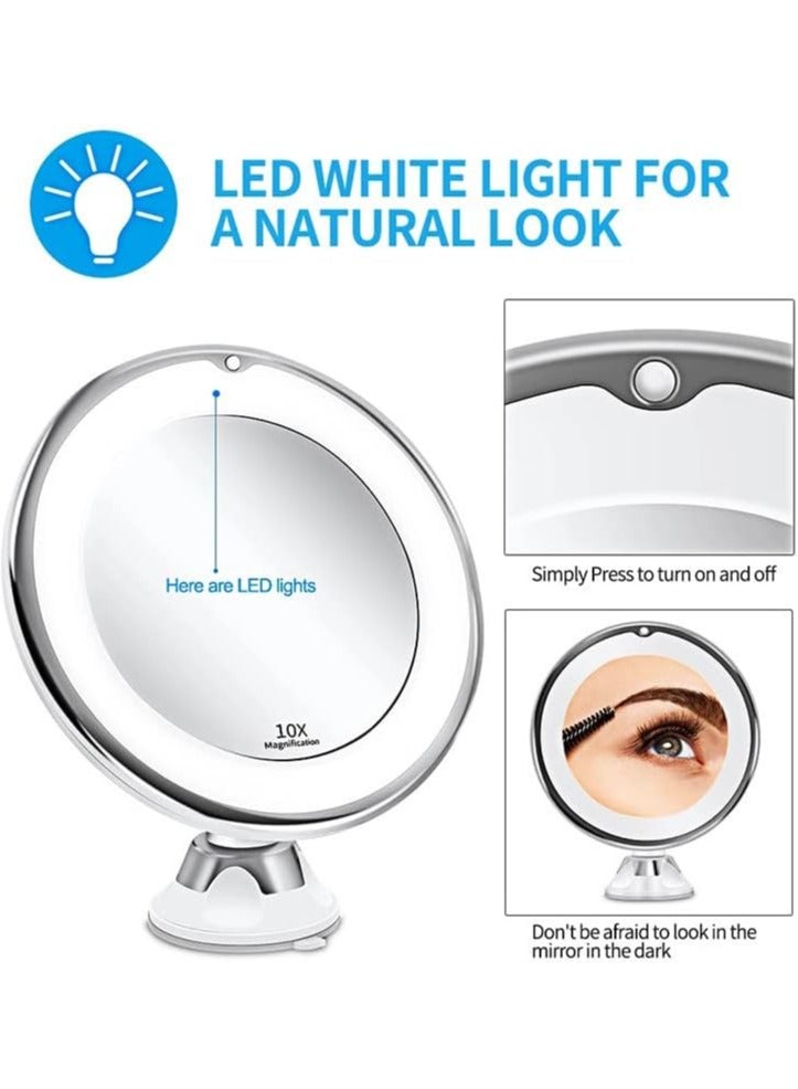Arabest 10X Magnifying Makeup Mirror with Lights, 3 Color Lighting, Bathroom Shower Mirror with Suction Cup, Intelligent Switch, 360 Degree Rotation, Portable for Detailed Makeup - Image 5