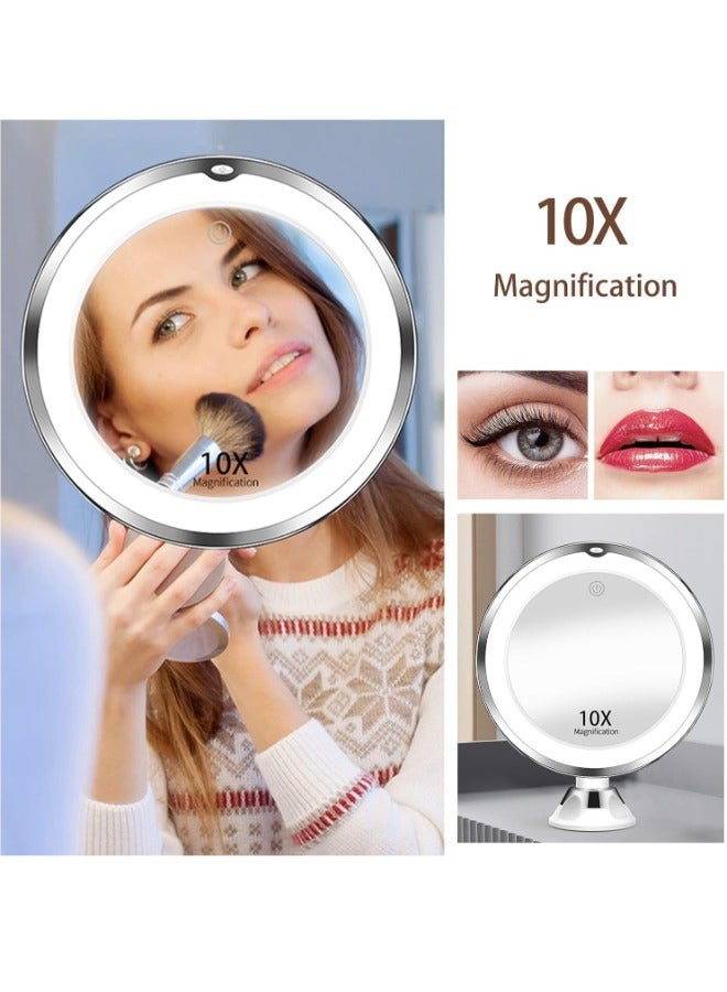 Arabest 10X Magnifying Makeup Mirror with Lights, 3 Color Lighting, Bathroom Shower Mirror with Suction Cup, Intelligent Switch, 360 Degree Rotation, Portable for Detailed Makeup - Image 2