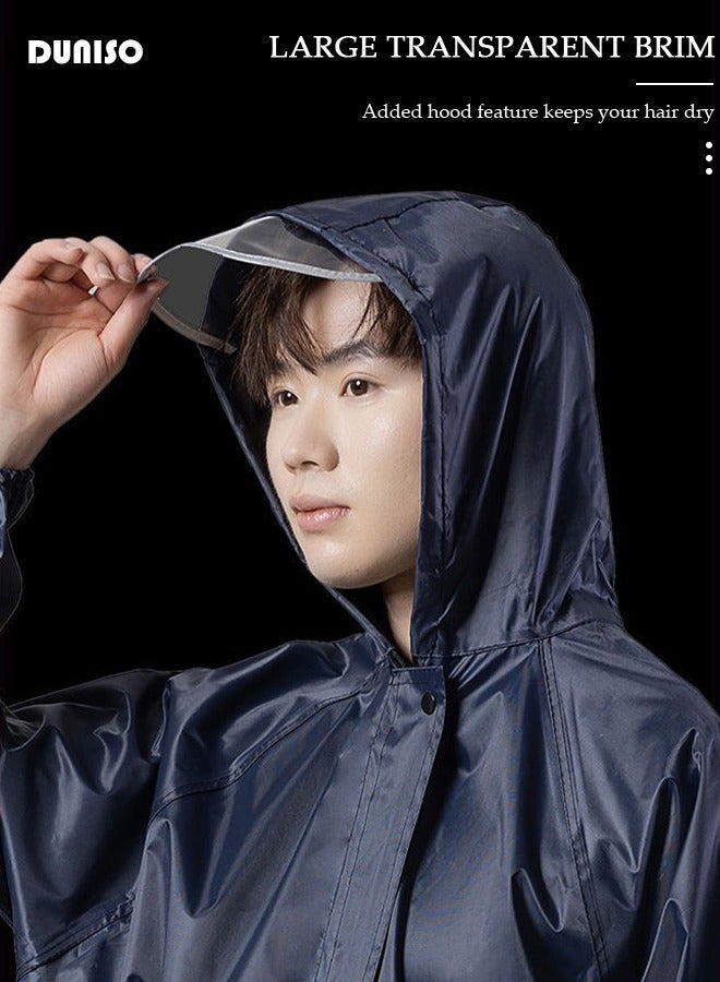DUNISO Rain Coats for Adults, Reusable Waterproof Long Rain Jacket with Hoods, Reflective One-Piece Raincoat, Lightweight Long Waterproof Rain Ponchos Windbreaker for Hiking Safety Emergency - Image 3