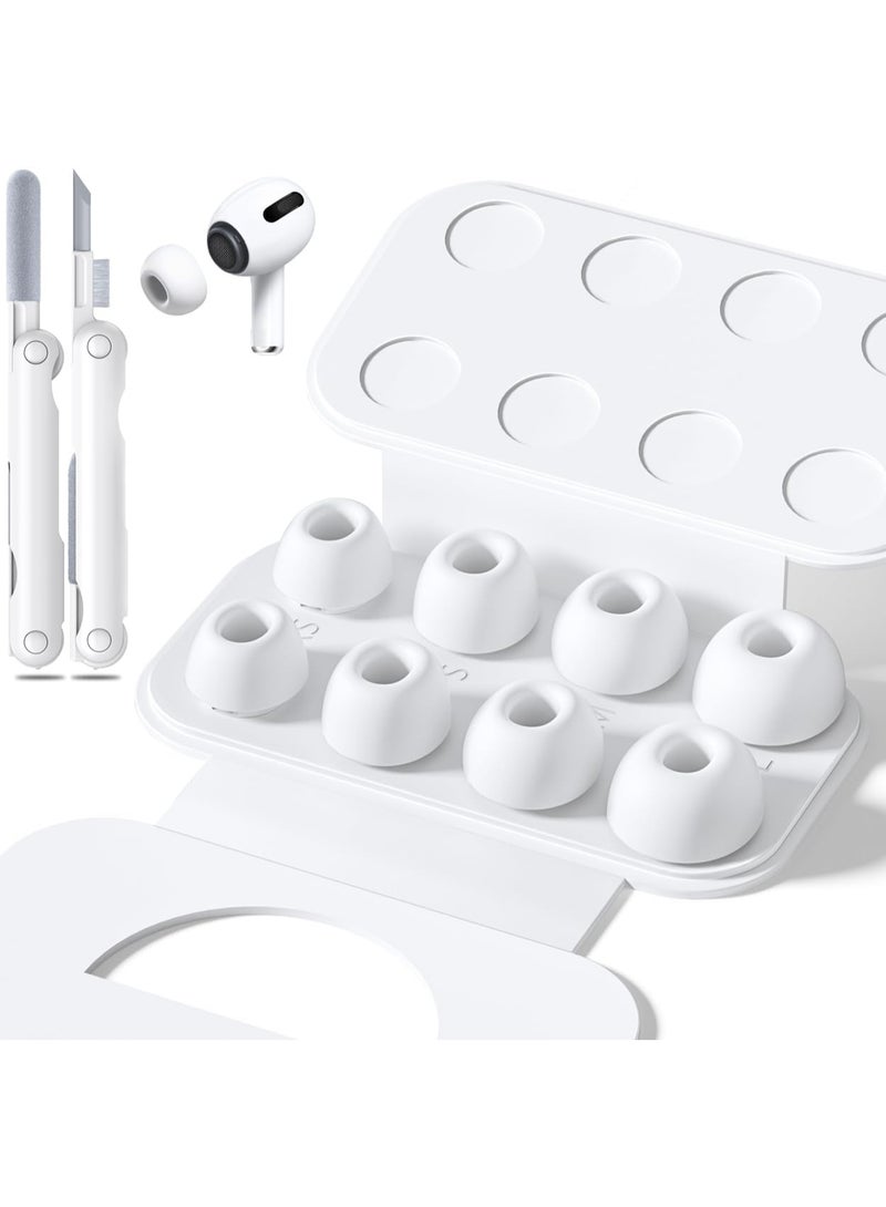 4 Pairs Replacement Ear Tips for AirPods Pro 2nd/1st Generation with Portable Storage Box & Cleaner Pen,Noise Reduction Holewith & Built-in dust Guard Screen,Silicone Ear Tips for AirPods Pro (White) - Image 1