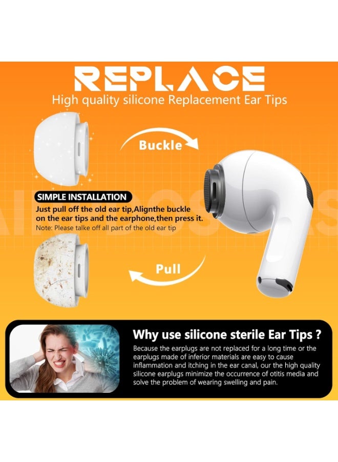 4 Pairs Replacement Ear Tips for AirPods Pro 2nd/1st Generation with Portable Storage Box & Cleaner Pen,Noise Reduction Holewith & Built-in dust Guard Screen,Silicone Ear Tips for AirPods Pro (White) - Image 3