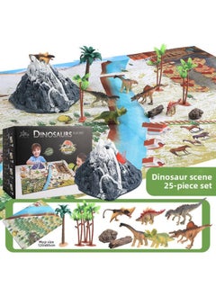 Kids Boys Dinosaur Toy Set Tyrannosaurus Rex Raptors Simulation Solid Animal Model Gift-Color:Snow Mountain Suit (send Dinosaur Science Books)
