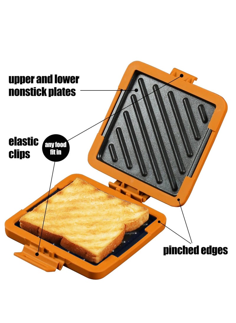 KASTWAVE - Sandwich Maker, Tasty Mini Toaster, Sandwich Maker, Panini Maker, Non-Stick Breakfast Grilled Cheese Maker, Dishwasher Safe, NO Electricity, Wireless, Fast, Toastie Safe in Microwave Oven, Orange - Image 1