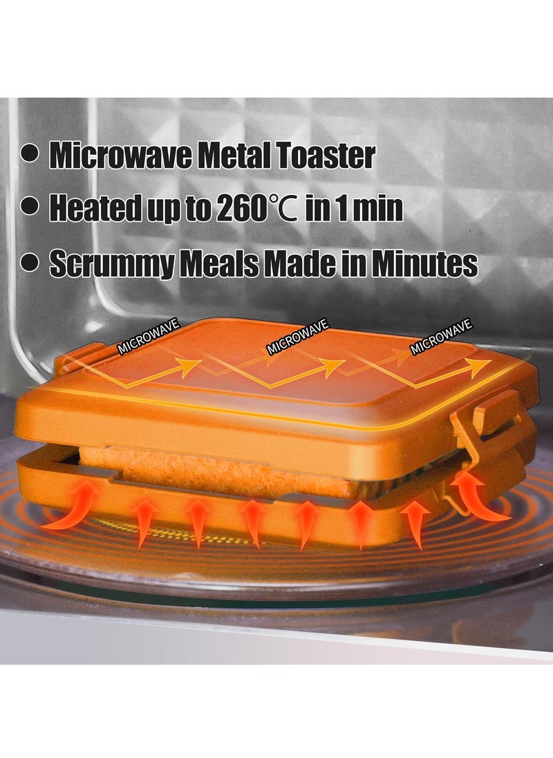 KASTWAVE - Sandwich Maker, Tasty Mini Toaster, Sandwich Maker, Panini Maker, Non-Stick Breakfast Grilled Cheese Maker, Dishwasher Safe, NO Electricity, Wireless, Fast, Toastie Safe in Microwave Oven, Orange - Image 1