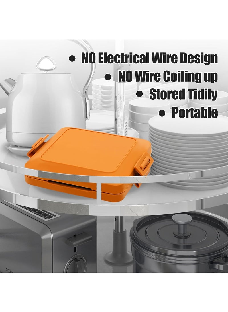 KASTWAVE - Sandwich Maker, Tasty Mini Toaster, Sandwich Maker, Panini Maker, Non-Stick Breakfast Grilled Cheese Maker, Dishwasher Safe, NO Electricity, Wireless, Fast, Toastie Safe in Microwave Oven, Orange - Image 1