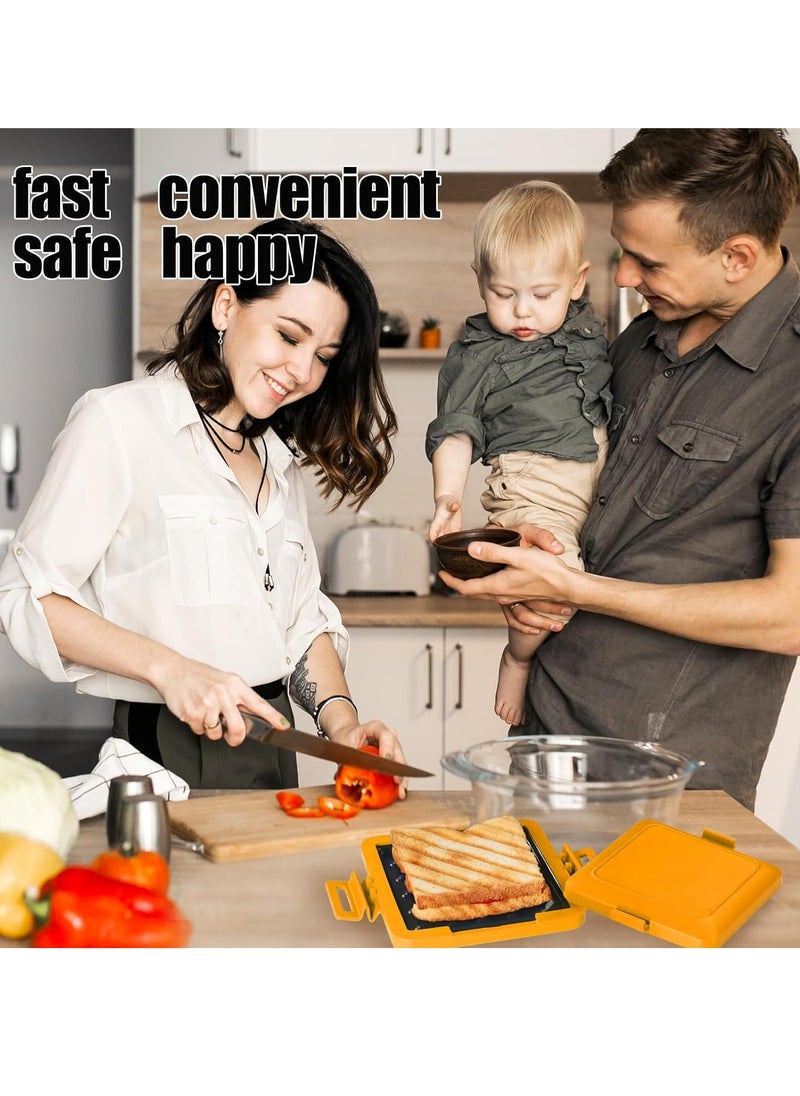 KASTWAVE - Sandwich Maker, Tasty Mini Toaster, Sandwich Maker, Panini Maker, Non-Stick Breakfast Grilled Cheese Maker, Dishwasher Safe, NO Electricity, Wireless, Fast, Toastie Safe in Microwave Oven, Orange - Image 1