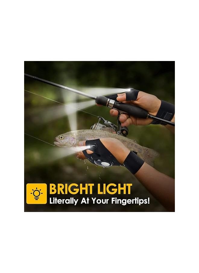 PROMASS promass LED Flashlight Gloves, Gifts for Men Dad Him Boyfriend Husband, Cool Gadget Hands-Free Lights for Camping Fishing Repairing, Fathers Day Birthday Gift 1 Pair Black  - Image 4