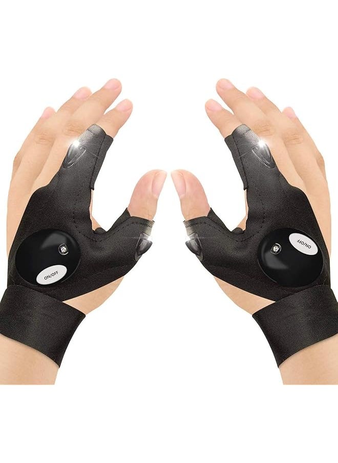 PROMASS promass LED Flashlight Gloves, Gifts for Men Dad Him Boyfriend Husband, Cool Gadget Hands-Free Lights for Camping Fishing Repairing, Fathers Day Birthday Gift 1 Pair Black  - Image 1