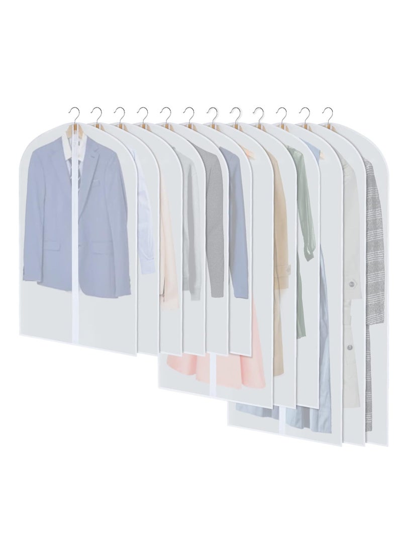 Beauenty Garment Bags for Hanging Clothes, Set of 12 Suit Bags Dust-Resistant Clothes Cover Bags PEVA Breathable Clothes Protectors with Full Zipper for Closet Storage(60×80/100/120cm) ﻿  - Image 1