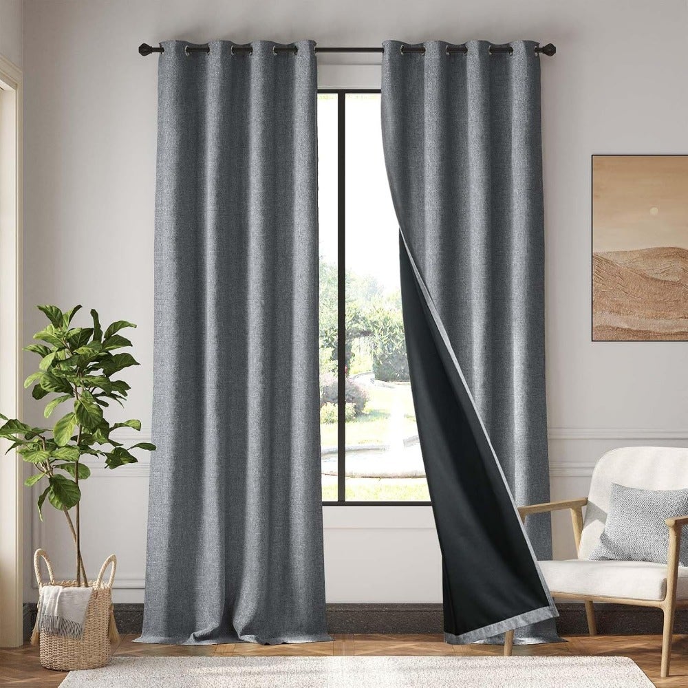 JINCHAN Blackout Curtains Window Drapes L 2 Panels Charcoal