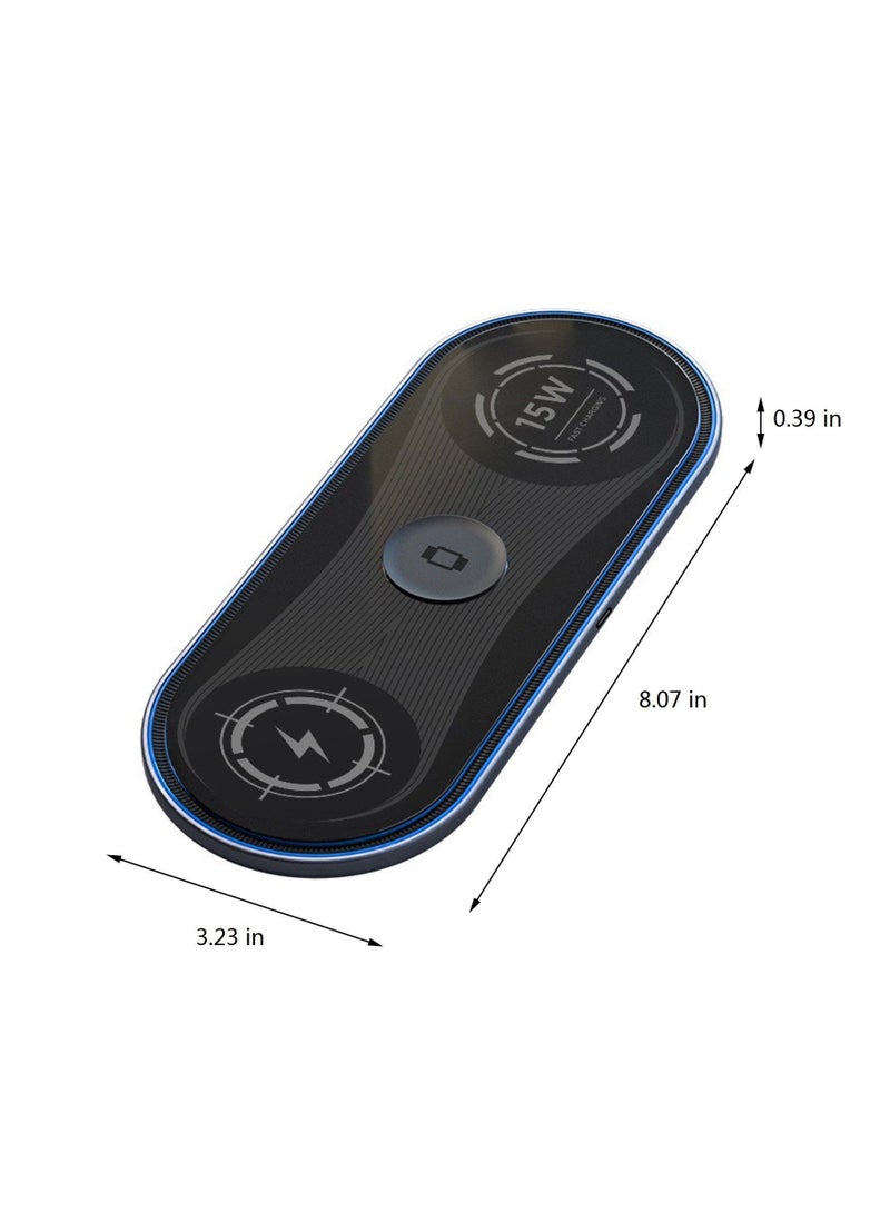 Portable Wireless Charger Wireless Charging Station 3 In 1 Wireless Charger For Multiple Devices 15W Wireless Charger Compatible With IOS/Android/ IWatch/Airpods