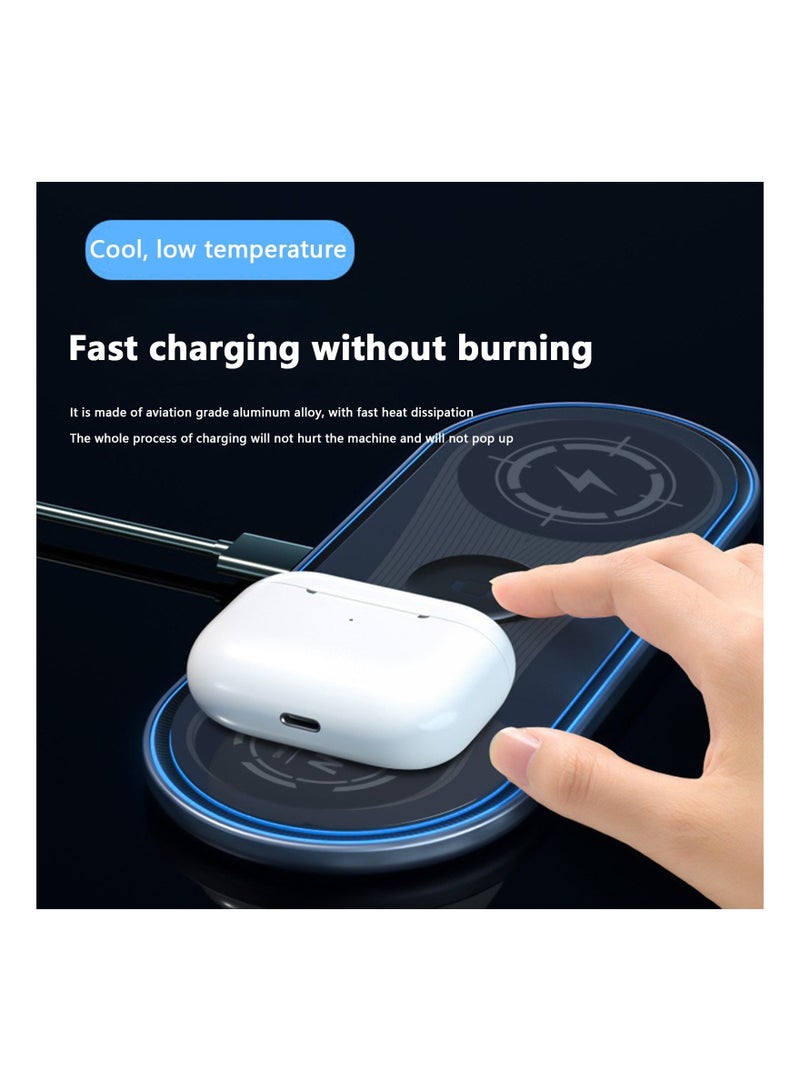 Portable Wireless Charger Wireless Charging Station 3 In 1 Wireless Charger For Multiple Devices 15W Wireless Charger Compatible With IOS/Android/ IWatch/Airpods