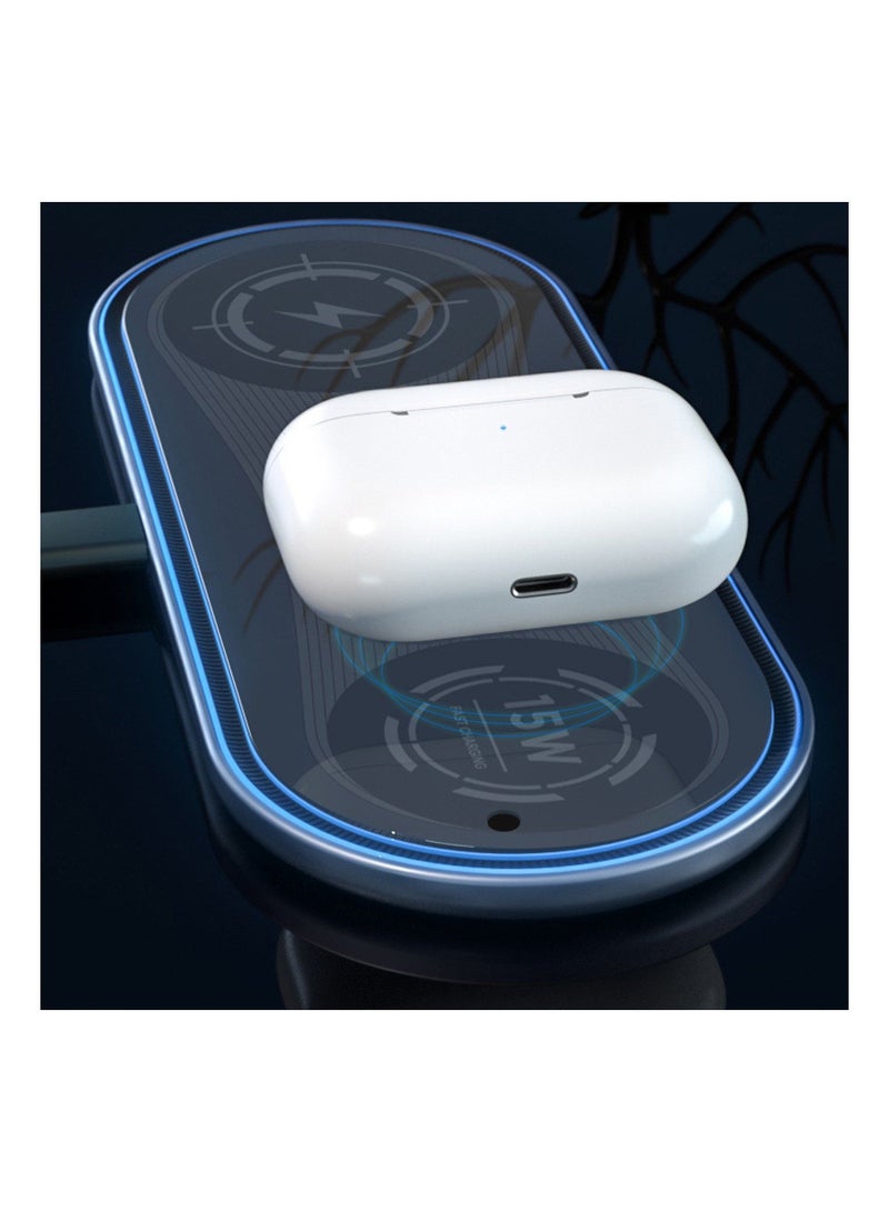 Portable Wireless Charger Wireless Charging Station 3 In 1 Wireless Charger For Multiple Devices 15W Wireless Charger Compatible With IOS/Android/ IWatch/Airpods