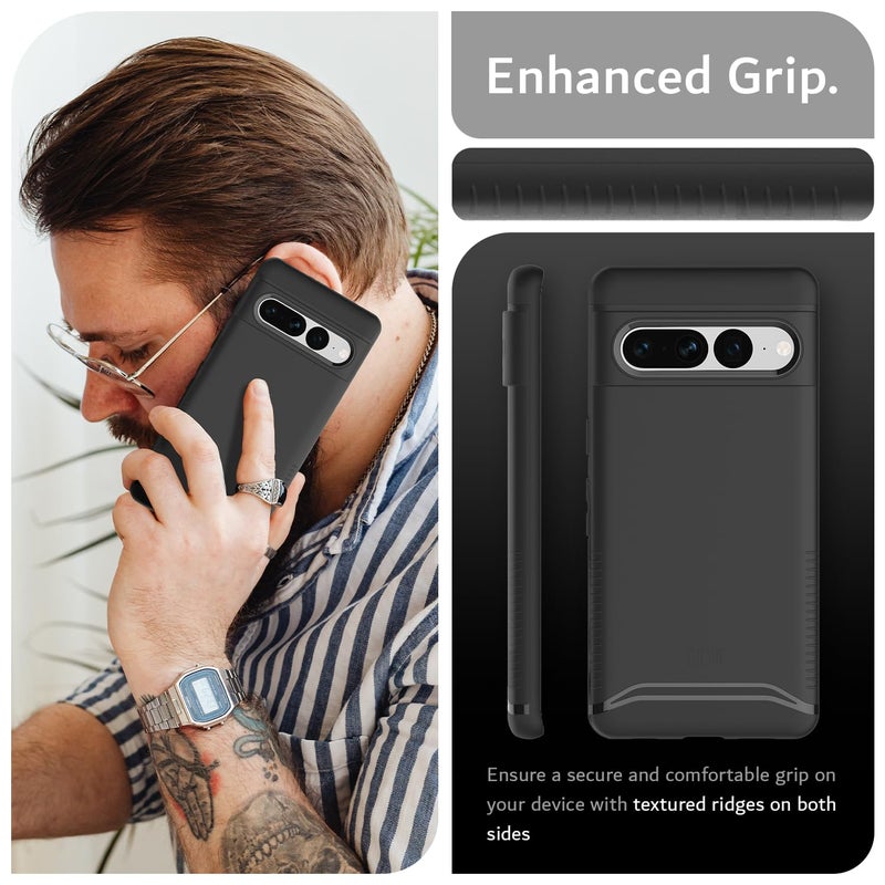 TUDIA Merge [Military Grade] Designed for Google Pixel 7 Pro Case (2022) - Shockproof Slim Dual Layer Heavy Duty Phone Cases for Pixel 7 Pro - Matte Black - Image 4
