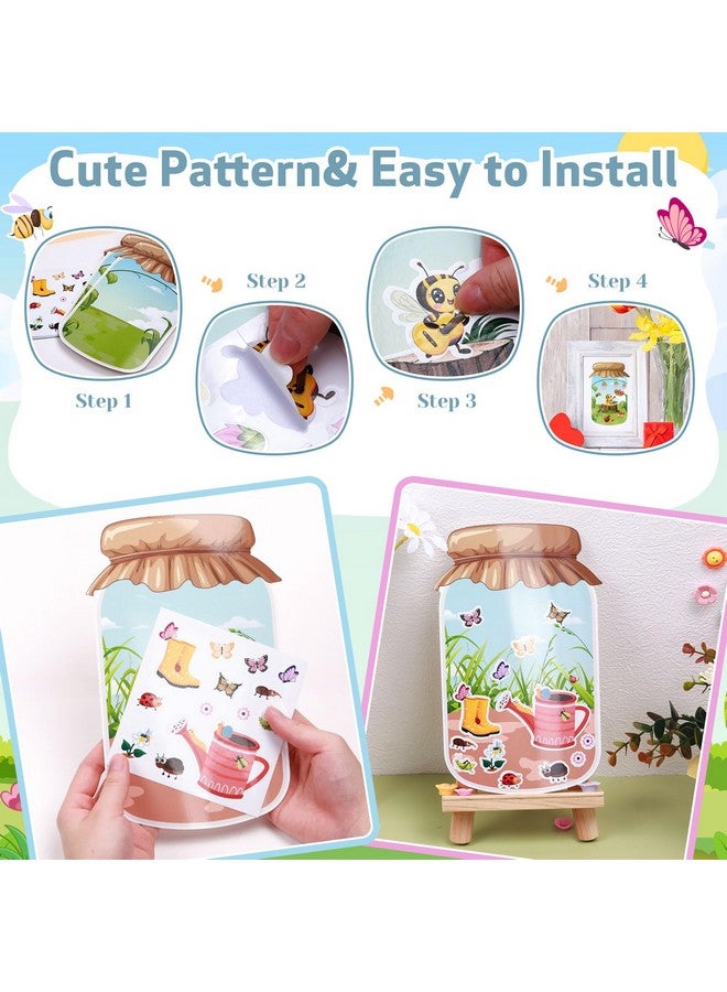 BAPHILE 24Pack Spring Craft Bugs Scene Stickers Summer Art Craft Make A Bug Jar Scene with Insect Butterfly Frogs Bee Flower Sticker for Fun Spring Party Supplies Summer Party Games Classroom Activities  - Image 3