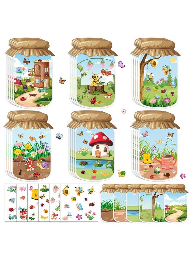 BAPHILE 24Pack Spring Craft Bugs Scene Stickers Summer Art Craft Make A Bug Jar Scene with Insect Butterfly Frogs Bee Flower Sticker for Fun Spring Party Supplies Summer Party Games Classroom Activities  - Image 1