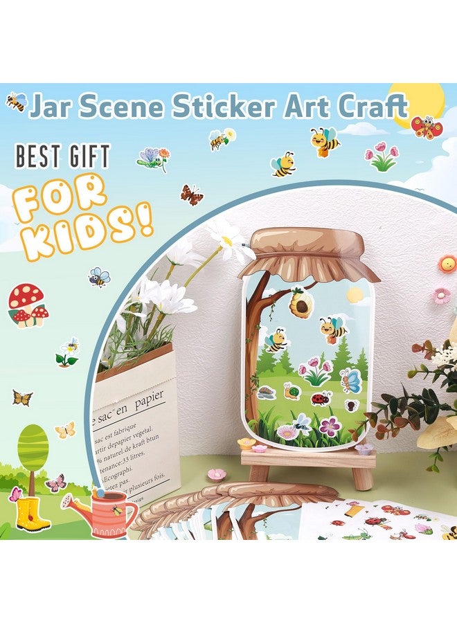 BAPHILE 24Pack Spring Craft Bugs Scene Stickers Summer Art Craft Make A Bug Jar Scene with Insect Butterfly Frogs Bee Flower Sticker for Fun Spring Party Supplies Summer Party Games Classroom Activities  - Image 4