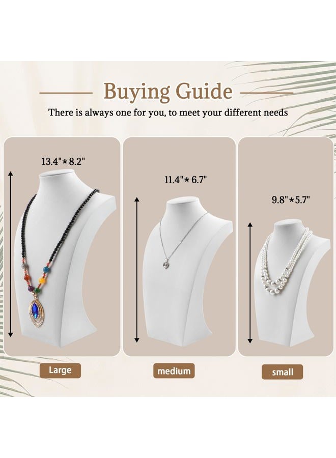 Homeanda White PU Leather Jewelry Jewellery Stand Necklace Pendant Chain Jewelry Bust Display Holder (13.4"x8.2") - Image 5