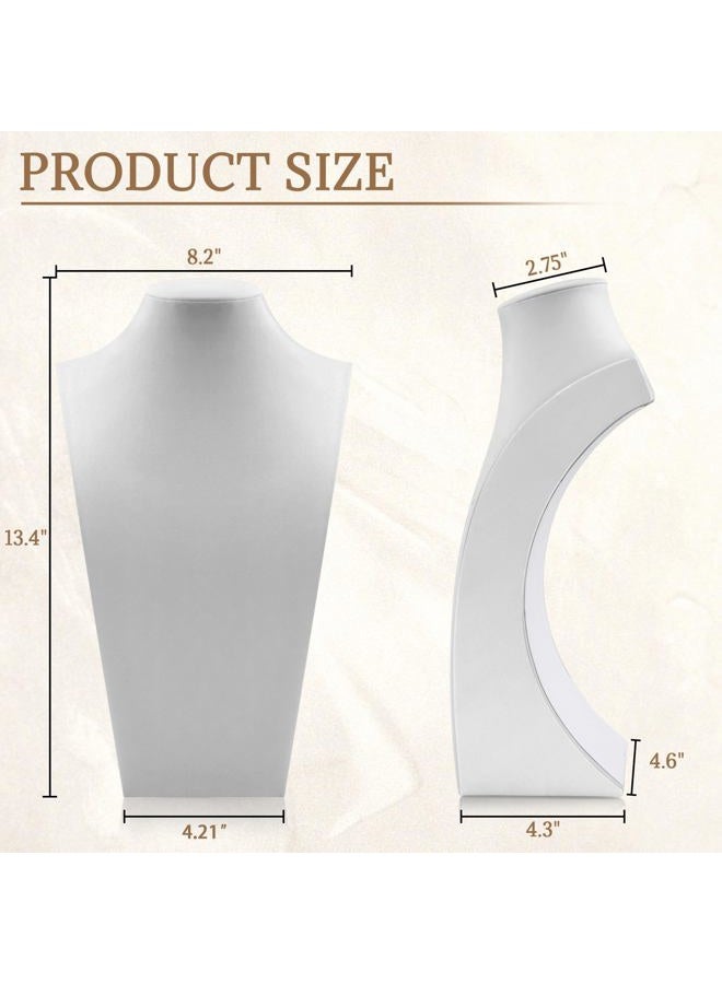 Homeanda White PU Leather Jewelry Jewellery Stand Necklace Pendant Chain Jewelry Bust Display Holder (13.4"x8.2") - Image 2