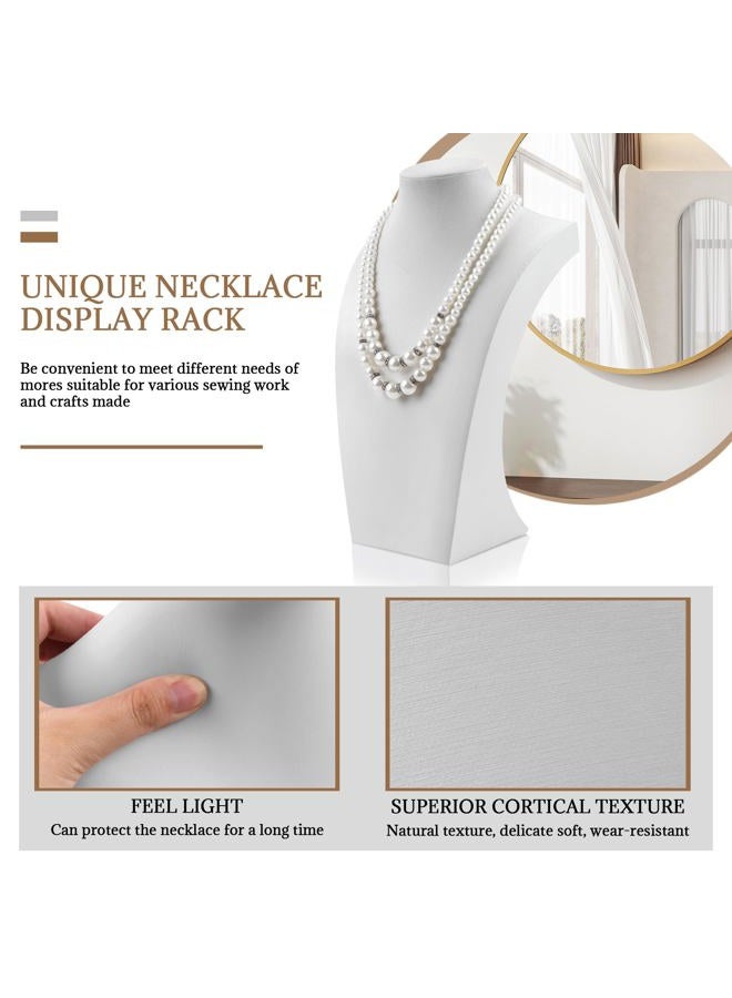 Homeanda White PU Leather Jewelry Jewellery Stand Necklace Pendant Chain Jewelry Bust Display Holder (13.4"x8.2") - Image 3