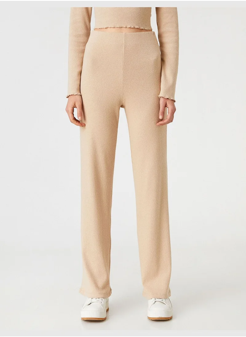 KOTON Woven Flared Trousers High Waist