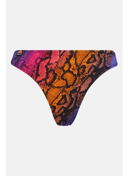 Ellesse Women Snake Skin Pull On Bikini Bottom, Purple  - Image 1