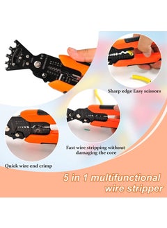 Stodern Stodern 5 in 1 Wire Stripping Pliers Multifunctional Cable Stripper Cutter Crimper Wrench Tool Automatic Wire Stripper Wire Winding Crimping Cutting for Electricians Technicians Home Repairs  - Image 5