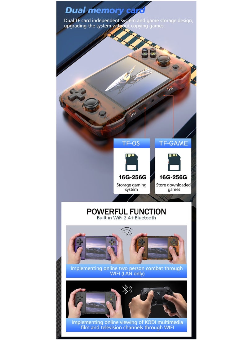 R46S Handheld  Gaming Console Linux System with 32G+64G TF Card, Preloaded with 8000+ Games,4-inch 1:1 HD720*720 Screen,FPS 60HZ 4000mAh,wifi bluetooth(White 64G)