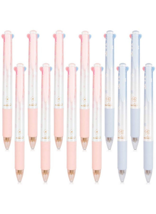 Ipienlee - Cherry Multicolor Ballpoint Pens Set 0.7 Mm Ball Point Pen 4 Color Ink (Black, Blue, Red, Green) In One Retractable Ballpoint Pen (12 Pcs) - Image 1