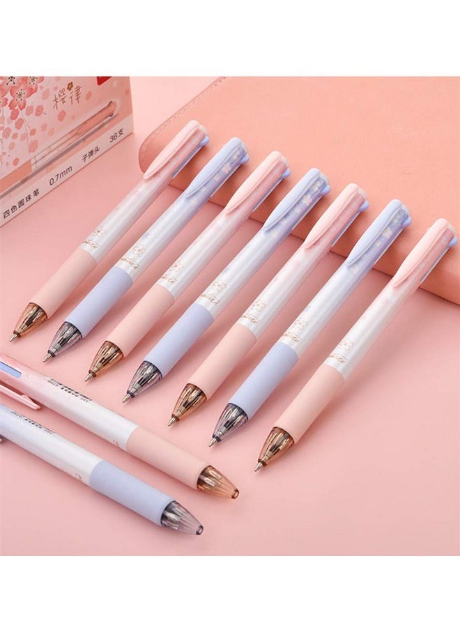 Ipienlee - Cherry Multicolor Ballpoint Pens Set 0.7 Mm Ball Point Pen 4 Color Ink (Black, Blue, Red, Green) In One Retractable Ballpoint Pen (12 Pcs) - Image 1