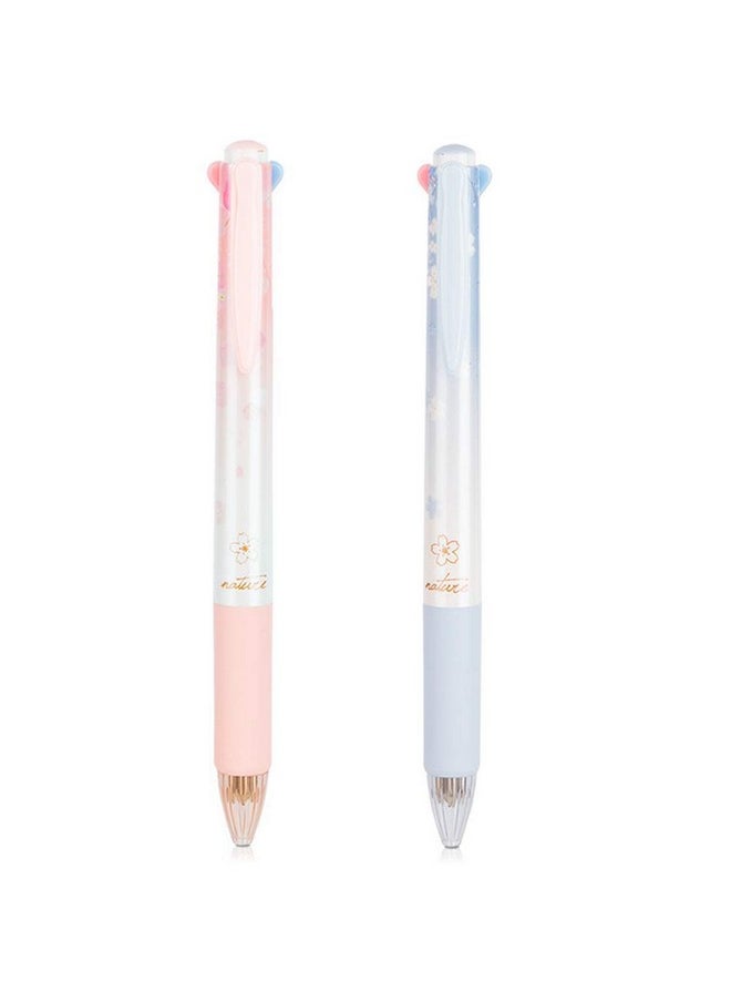 Ipienlee - Cherry Multicolor Ballpoint Pens Set 0.7 Mm Ball Point Pen 4 Color Ink (Black, Blue, Red, Green) In One Retractable Ballpoint Pen (12 Pcs) - Image 1