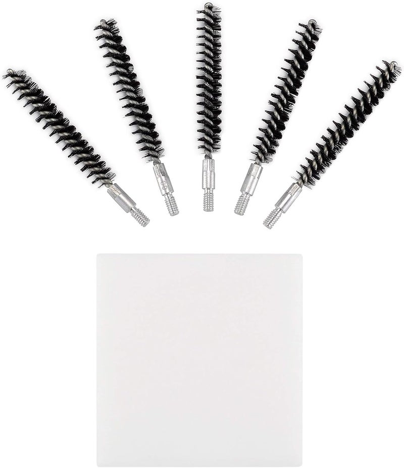 BOOSTEADY 5 Pcs Nylon Bristle Bore Gun Cleaning Brush for Pistol, 50 Professional Square Patches, .260/6.5MM, .17, .22, .357/9MM, .40, .45, .30 Caliber - Image 5