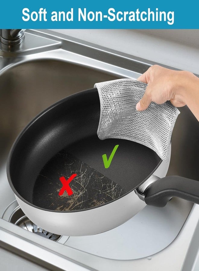 Cleanfly 6 pcs Wire Dishwashing Rag for Wet and Dry,Non-Scratch Wire Dishcloth,Multipurpose Cleaning Pads, Time-Saver Kitchen Wipes Cleaning Cloths - Image 3