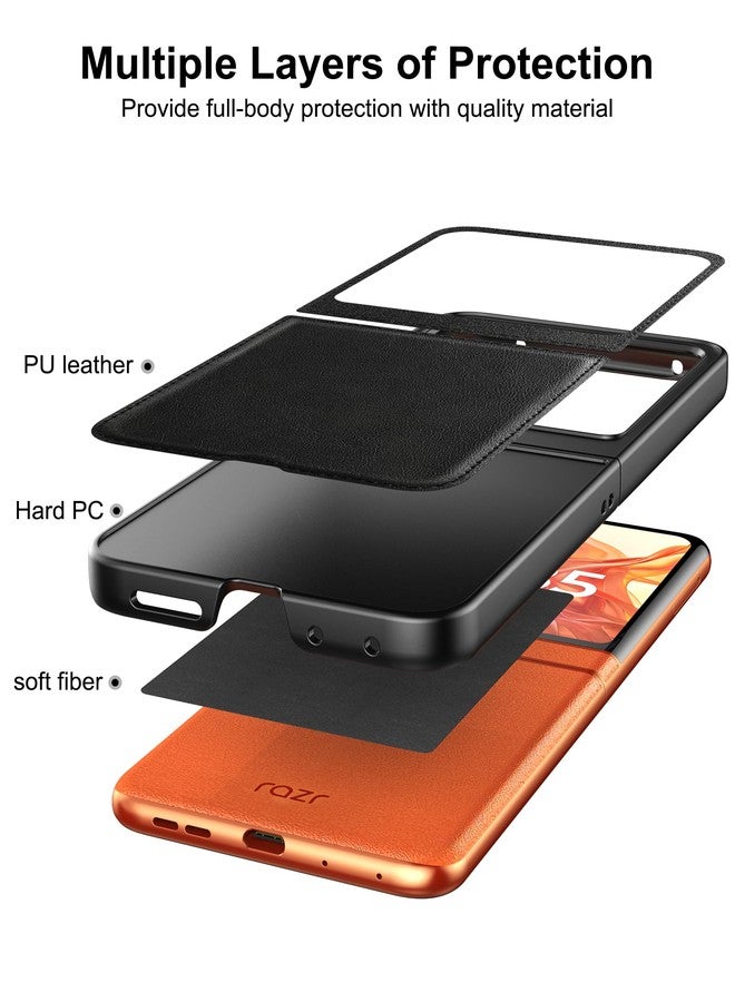 Foluu for Motorola Razr 2024/2025 Case, Leather + Hard PC Shell Ultra Thin Slim Durable Protective Phone Case Cover (Black) - Image 4