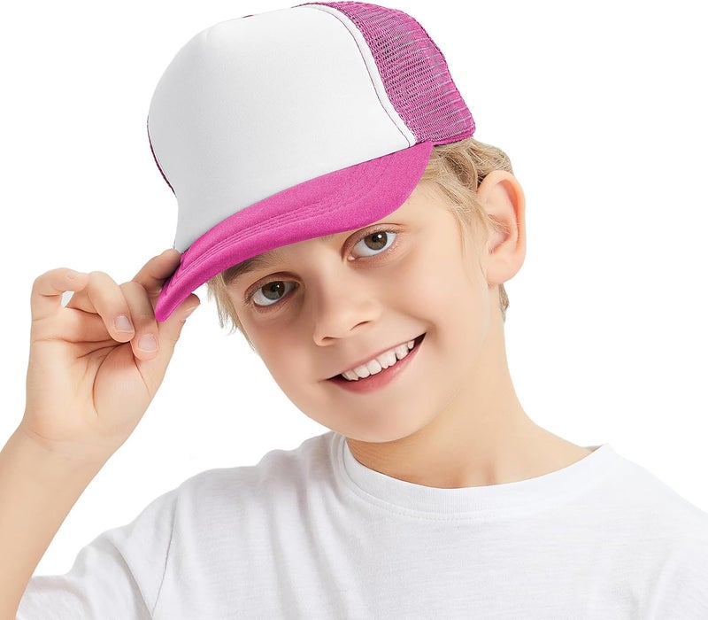 TopTie Kids 5 Panel Trucker Cap Mesh Snapback Hat Foam Front for Boys Girls Aged 3-7 Years Old - Image 1