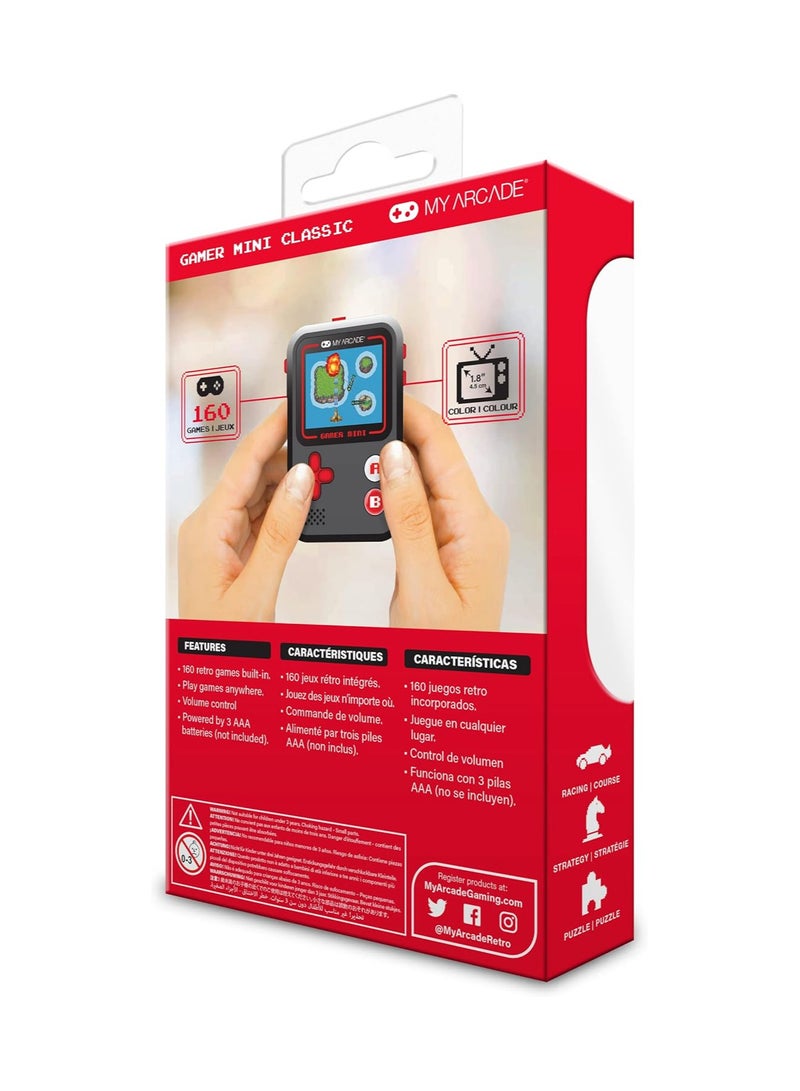 My Arcade Gamer Mini Classic-Red: Miniature Handheld Gaming System Packed with 160 Games, 1.8'' Color Display - Black and Red - Image 3