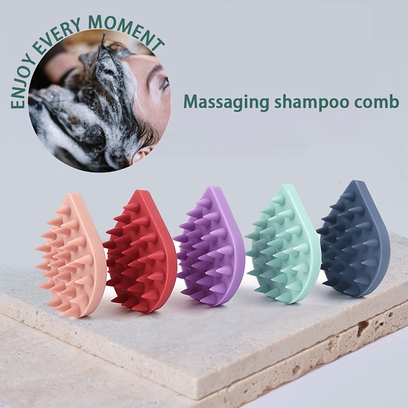 Blue Raindrop Shaped Shampoo Brush Massager For Head Massage Hair Care Dandruff Removal Cleaning Brush Large Bathroom Hair Brush For Women Home Use Manual Hair Detangling Cleansing Massage Tool 1pc - Image 1